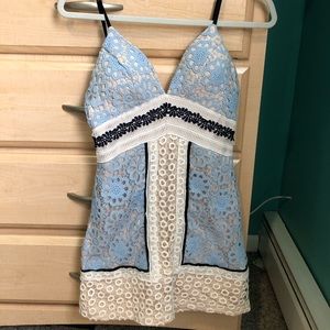 Hello Molly Light Blue Crochet Dress